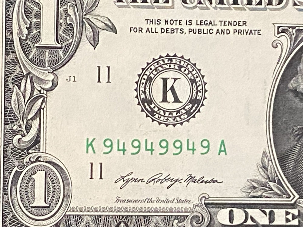 2021 - $1 - Binary Ink Transfer Metallic Ink Mark K94949949 - UNC