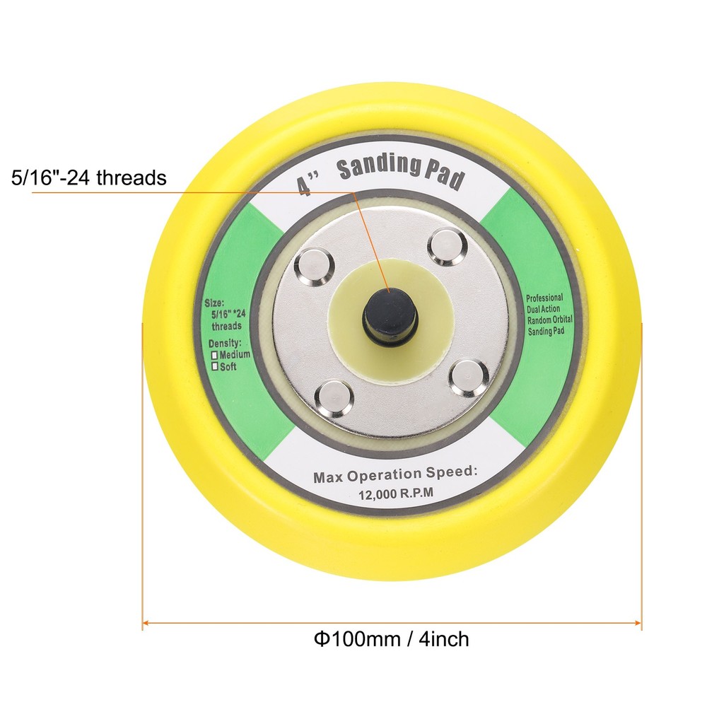 4" Hook and Loop Backing Sanding Pads with 5/16"-24 Thread, Y + B 2Pcs