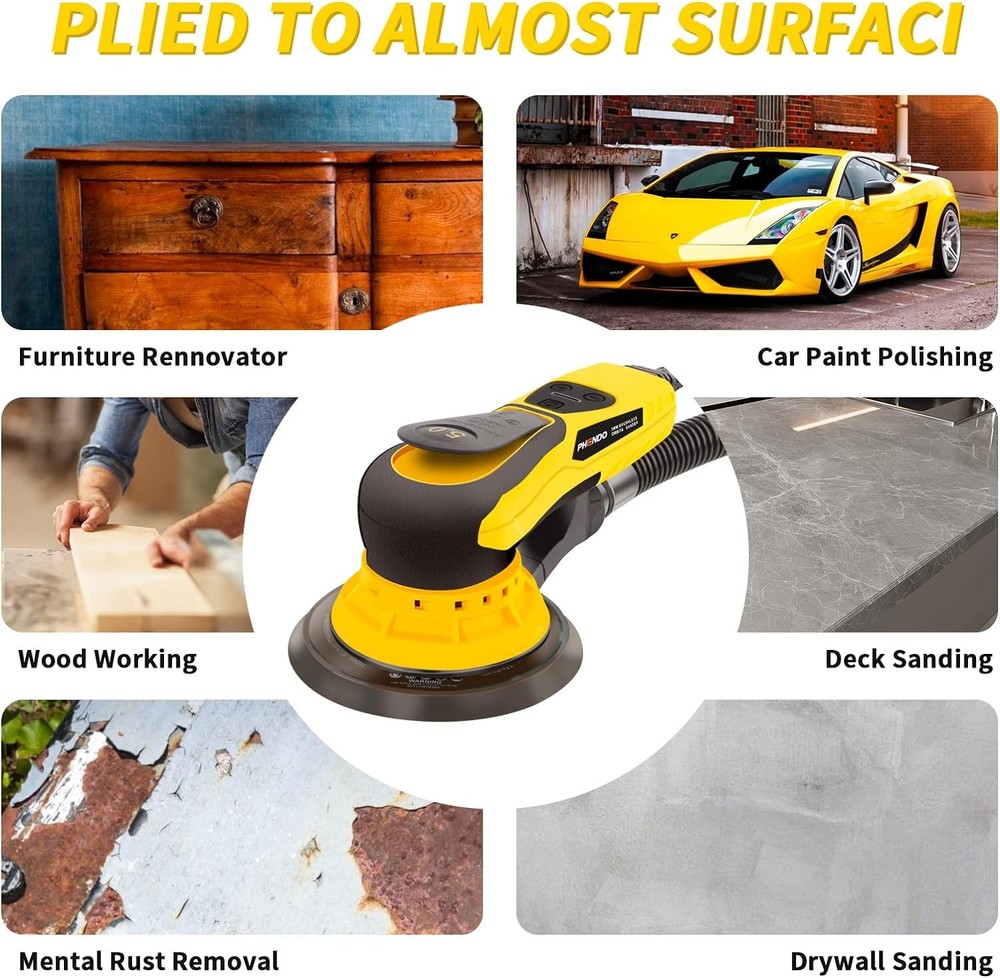 Electric Random Orbital Sander Brushless 350W 3A Multi-function Ks-02-150-5.0