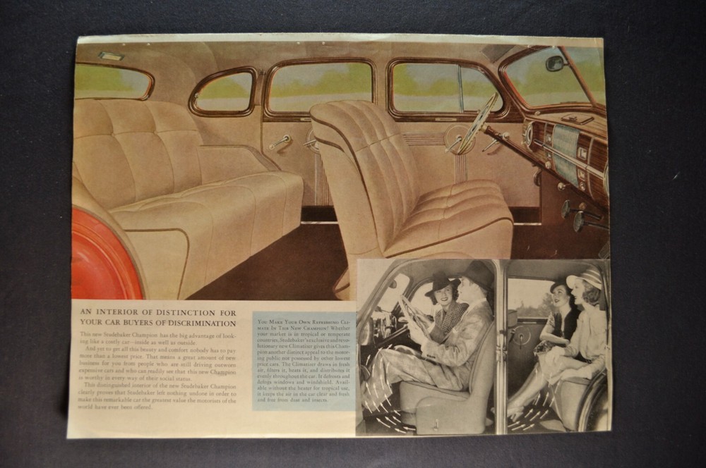 1939 Studebaker Champion Brochure Folder Export Ad Nice Original 39