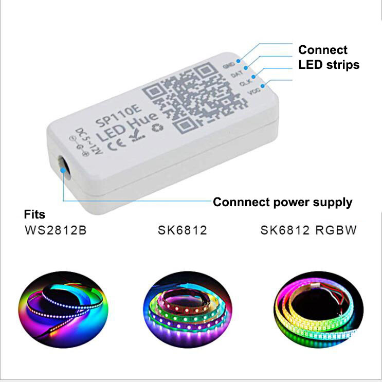 Bluetooth SP110E Controller App Control 1024 Pixels For WS2812B WS2811 LED Strip
