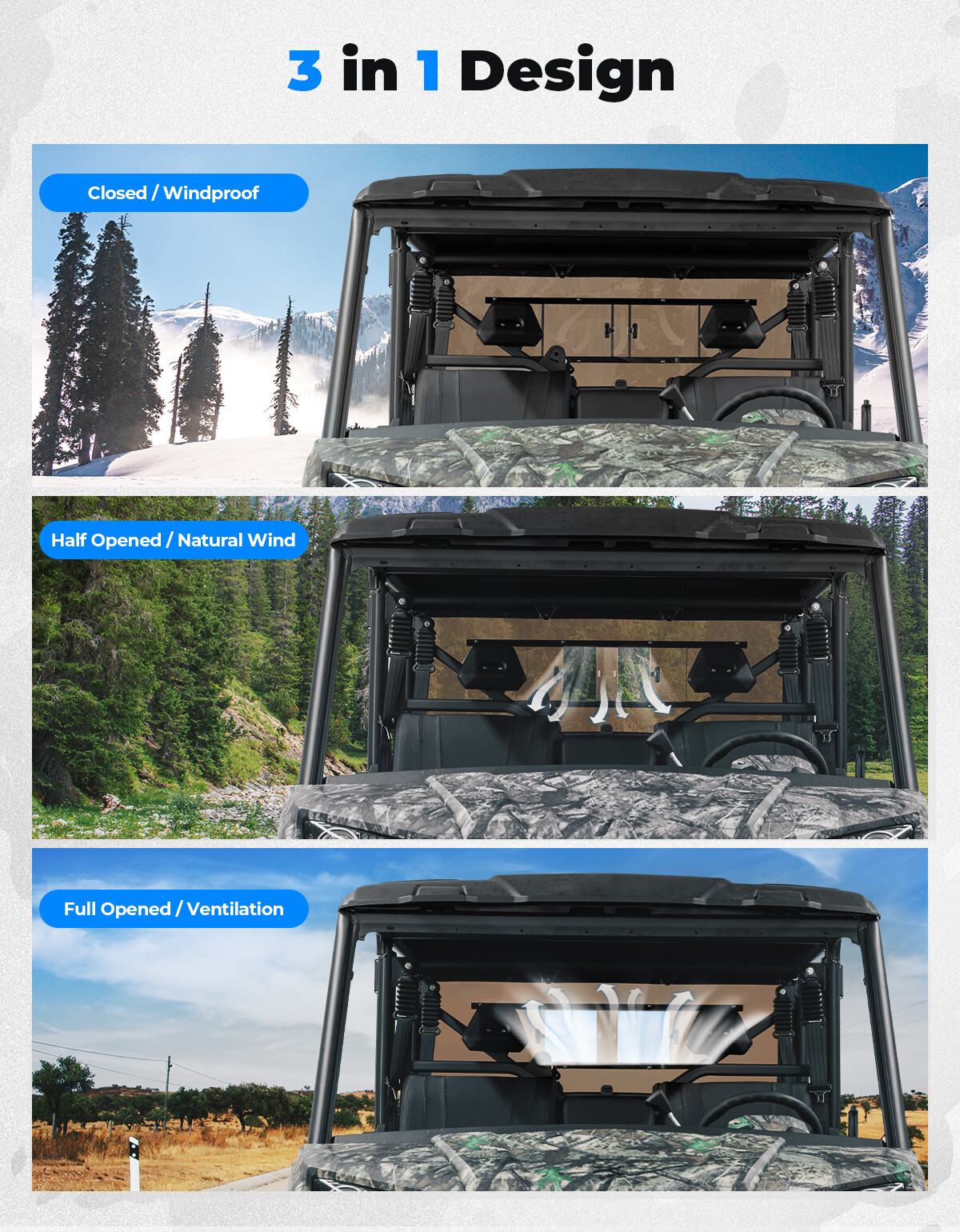 UTV Rear Windshield w/ Sliding Window for 2019-2024 CFMOTO UFORCE 1000/1000 XL