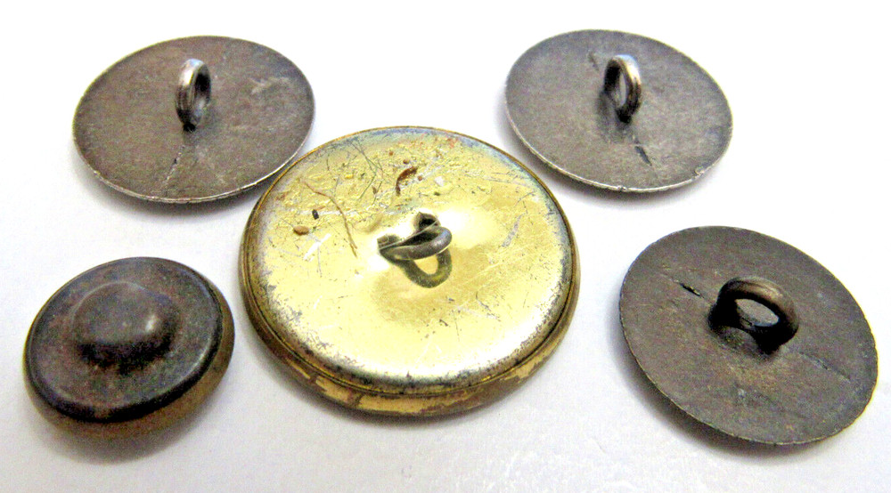 5 Five Antique Metal Unique Buttons