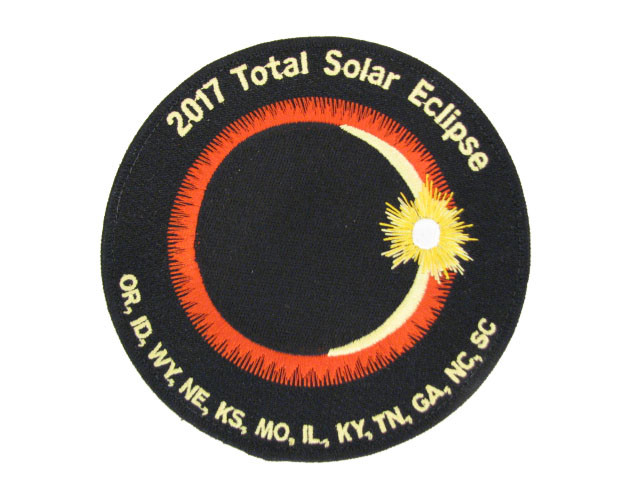 2017 Total Solar Eclipse 12 State Totality Sun Moon Space Vlcro Hook 4" Patch