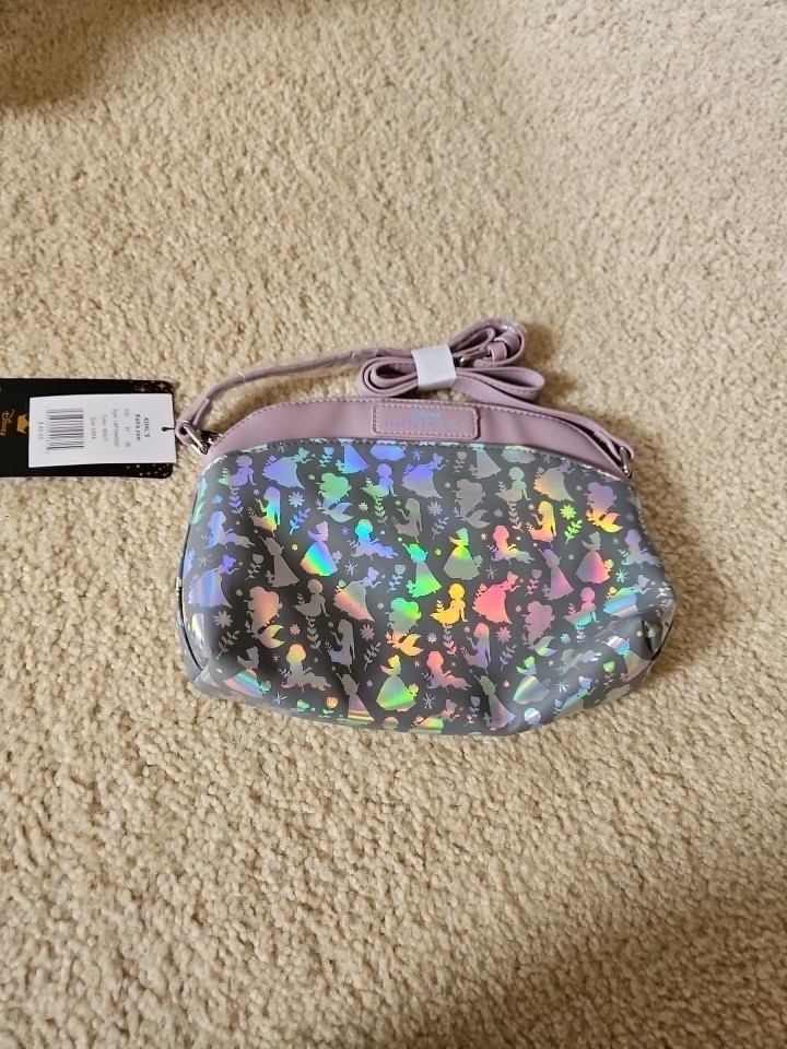 Disney Princess Lilac Holagraphic Foil Crossbody Bag Purse New with Tags