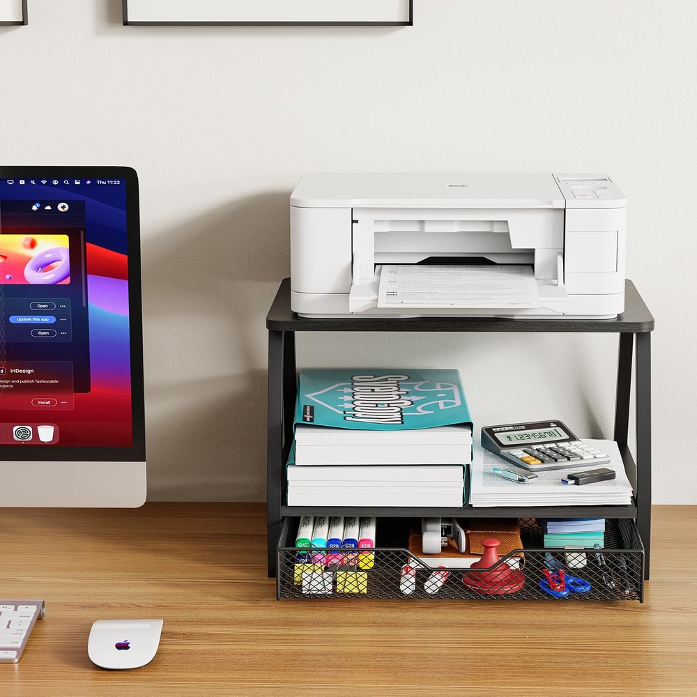 2-Tier Printer Stand with Storage, Desktop Organizer for Printer , Desk Shelf...