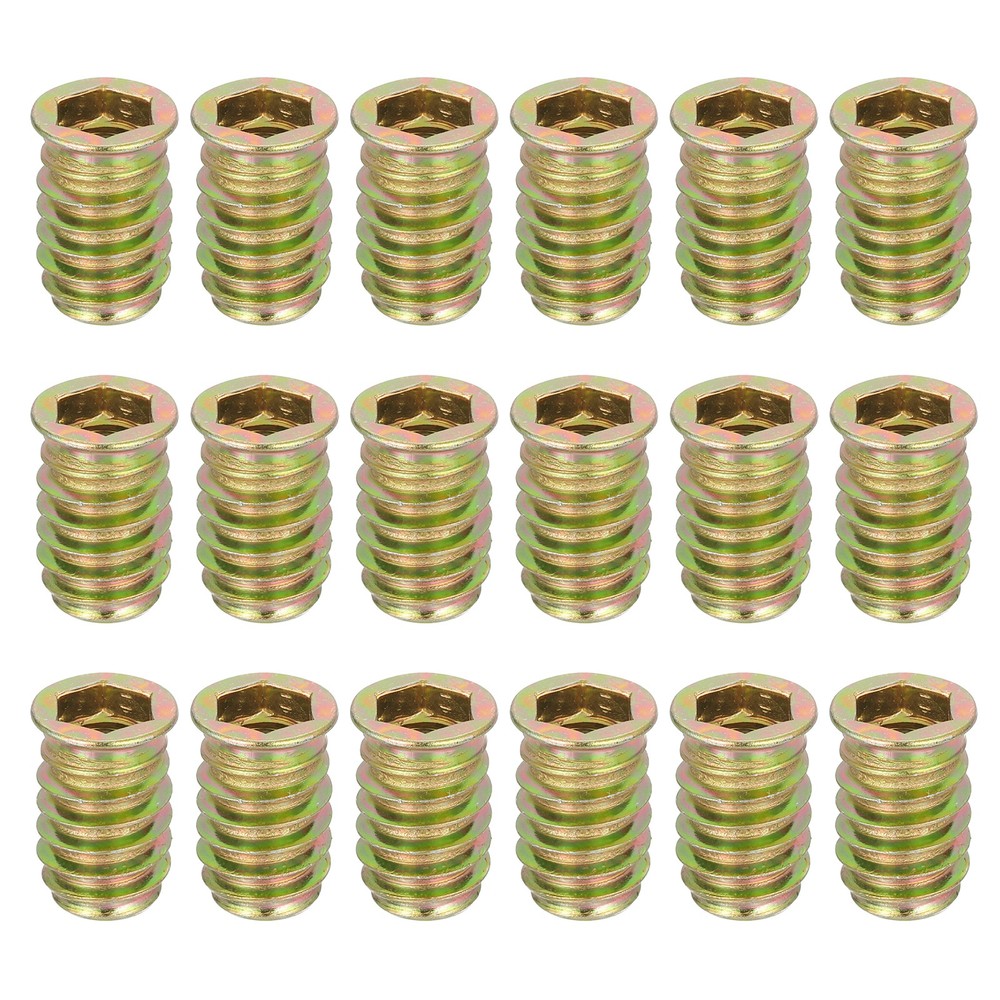 18Pcs Threaded Inserts Nuts, M10x25mm Hex Socket Drive Nut Inserts for Wood