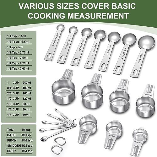 21PCS 7 Nesting Measuring Cups & 7 Spoons,5 Mini Measuring Spoons & 2 Detachable