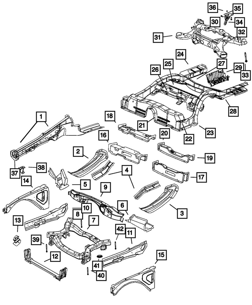 Genuine Mopar Front Side Rail Extension 68250516AA