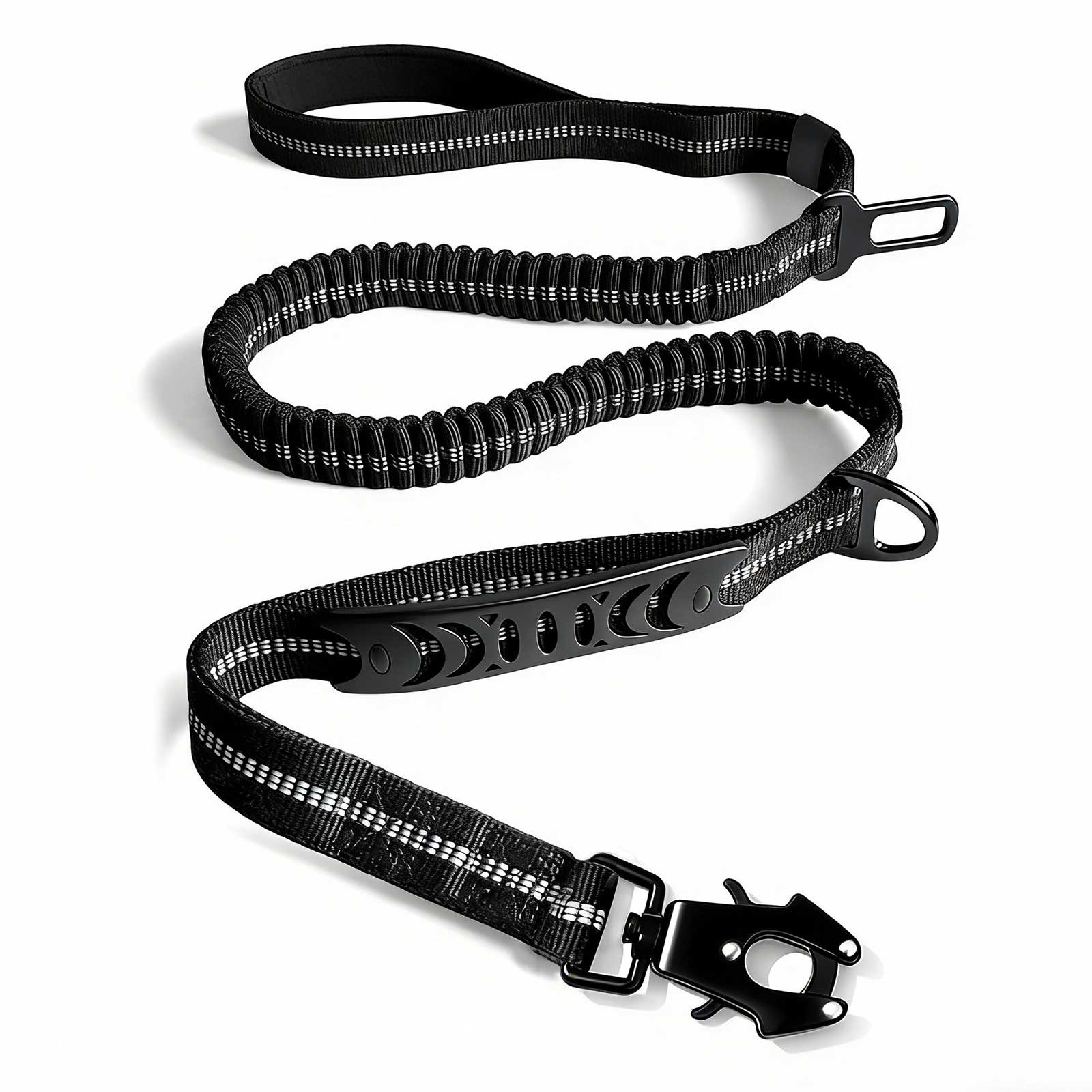 Heavy Duty 4 in 1 Bungee Dog Leash 6ft Reflective Traffic Control Seat Belt Clip