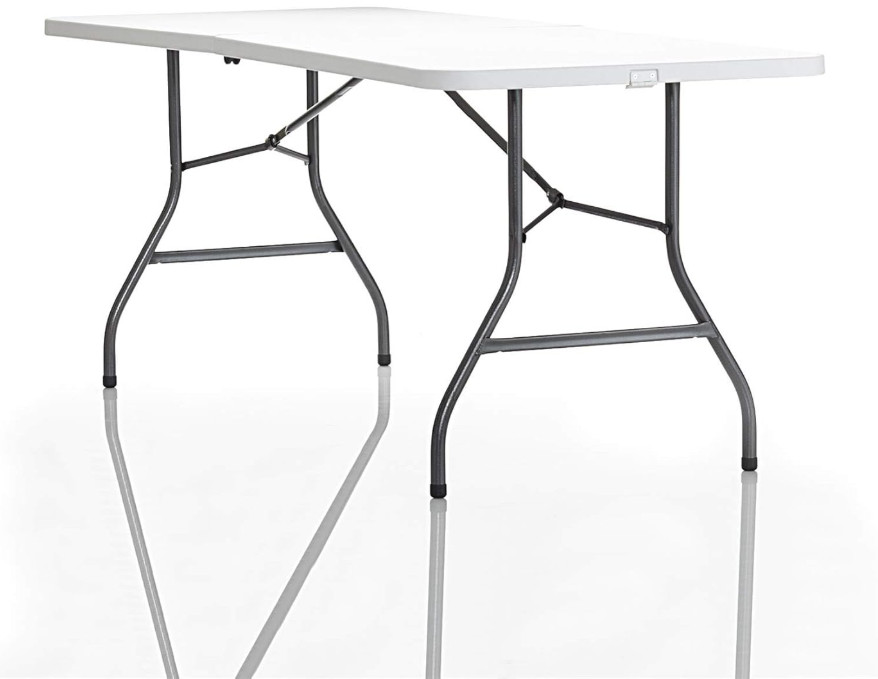 COSCO 6ft Fold-in-Half Banquet Table with Handle, Durable White for Events