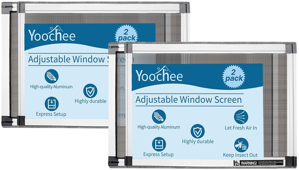 Yoochee Expandable Window Screen 2-Pack, Adjustable 10x14.3"-25"