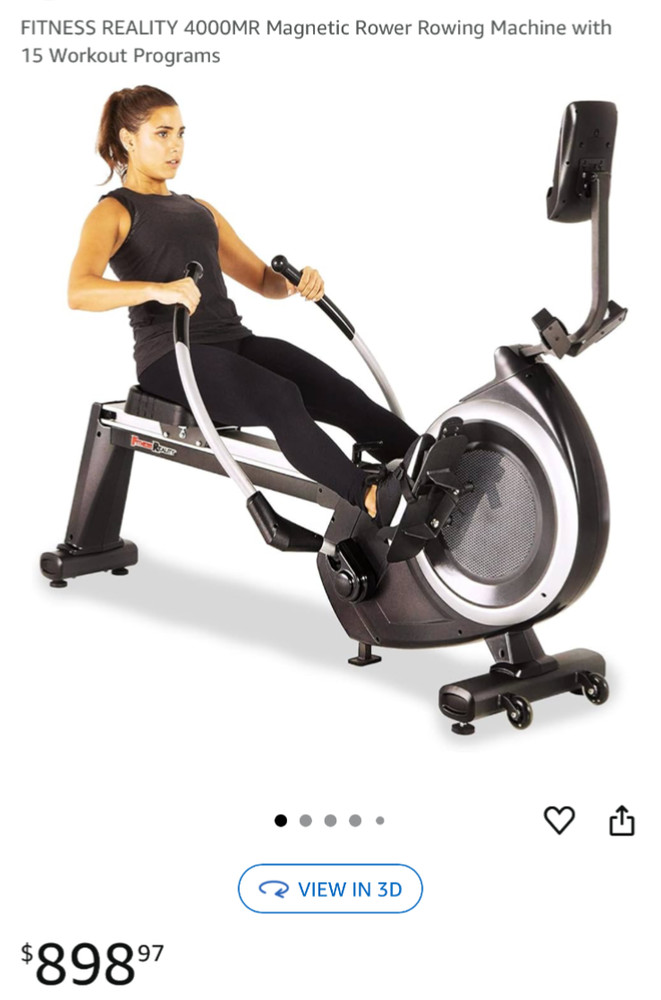 FITNESS REALITY 4000MR Magnetic Rower Rowing Machine with 15 Workout Programs