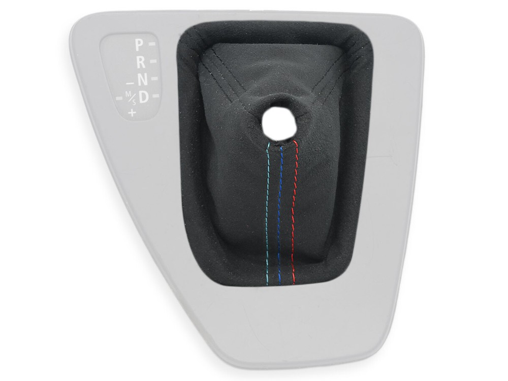 FOR BMW E90 E91 automat. GEAR SHIFT BOOT GAITER ALCANTARA STITCH MPOWER + FRAME
