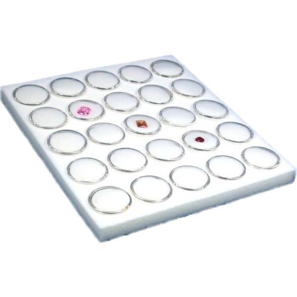 Black Open Square Stackable Jewelry Display Tray w/ White Foam 25 Gem Jar Insert