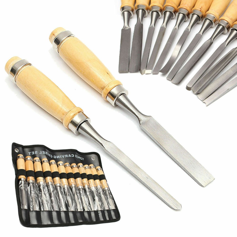 12Pcs Wood Carving Hand Chisel Tool Set Woodworking Professional Carft Gouges
