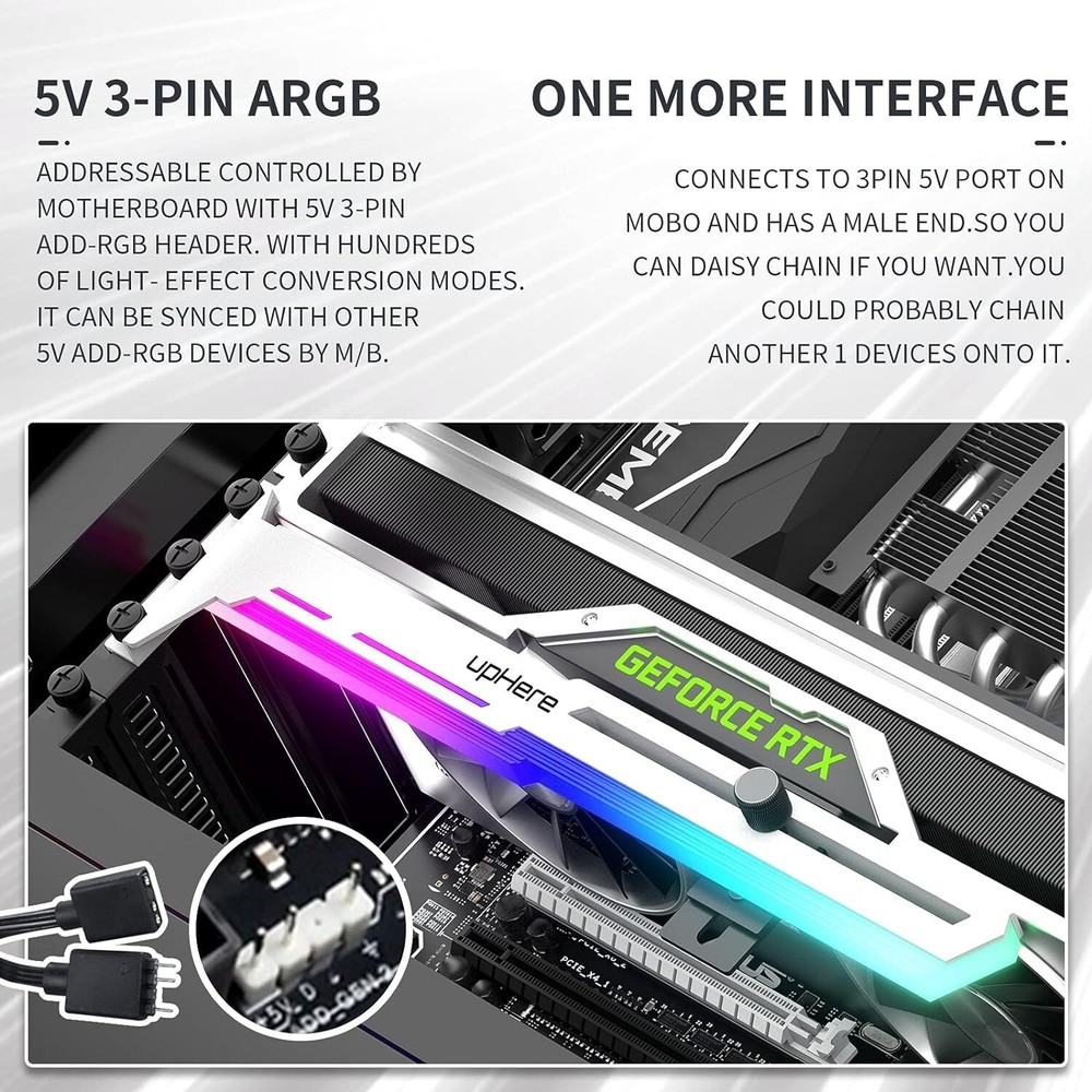 Adjustable ARGB GPU Support Brace - Prevent GPU Sag & Enhance Build Aesthetics