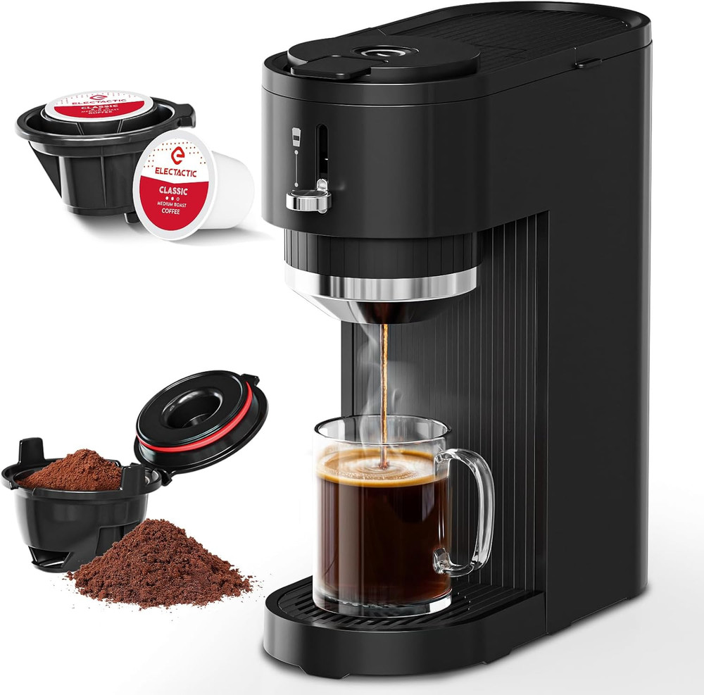 Single Serve Coffee Maker – Brew with Coffee Pods & Grounds, Compatible with Kcu