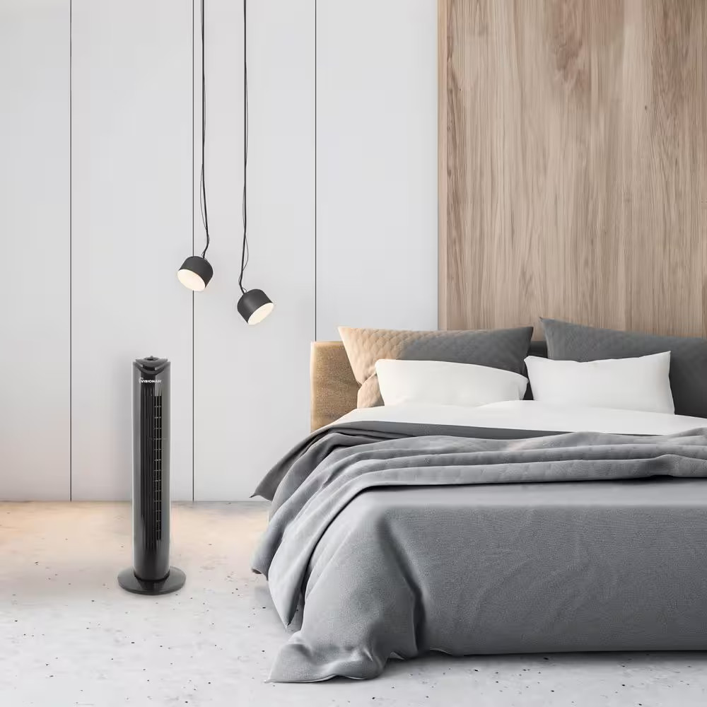 32 In. Oscillating Tower Fan in Black