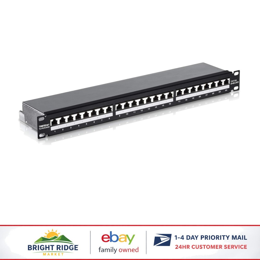 Ethernet Patch Panel 24 Ports with Cable Management and Gold-Plated Contacts