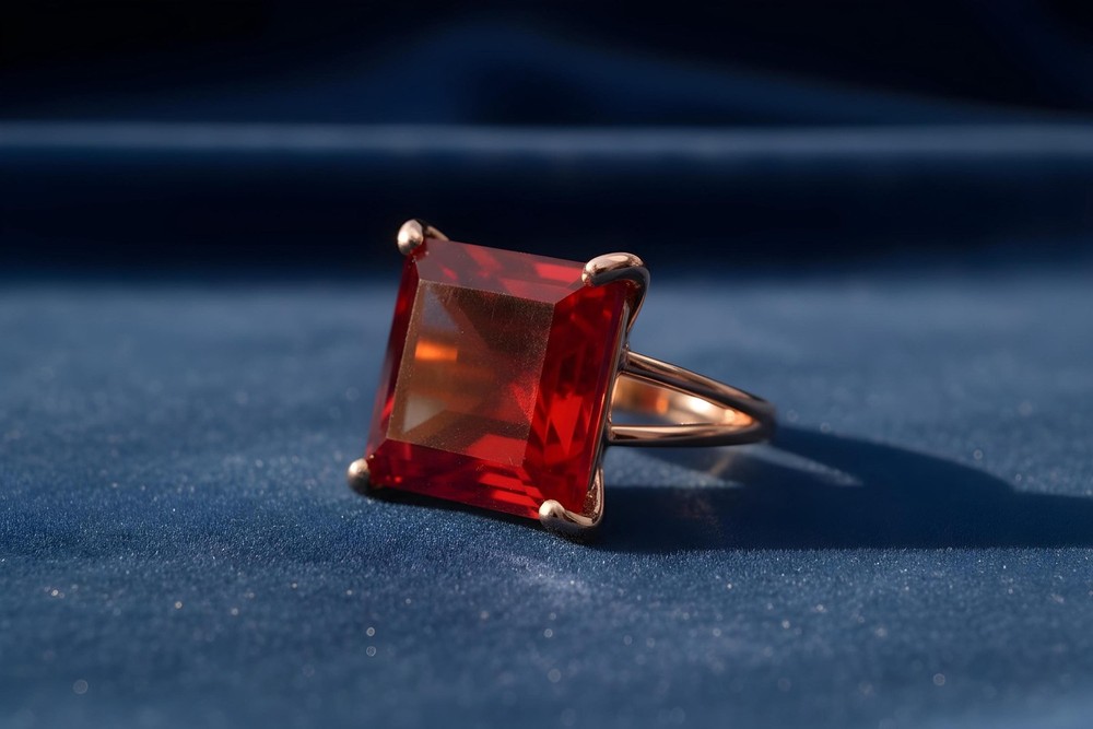 Sterling Silver Ruby Ring Anemone Handmade Square Cut July Birthstone