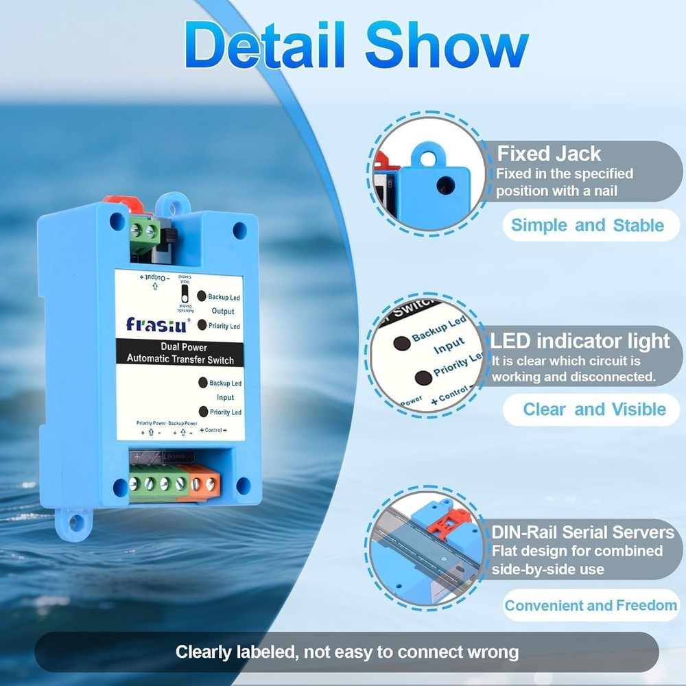 DC Automatic Transfer Switch 5-60V 5A - Fast Switching with Protection Features