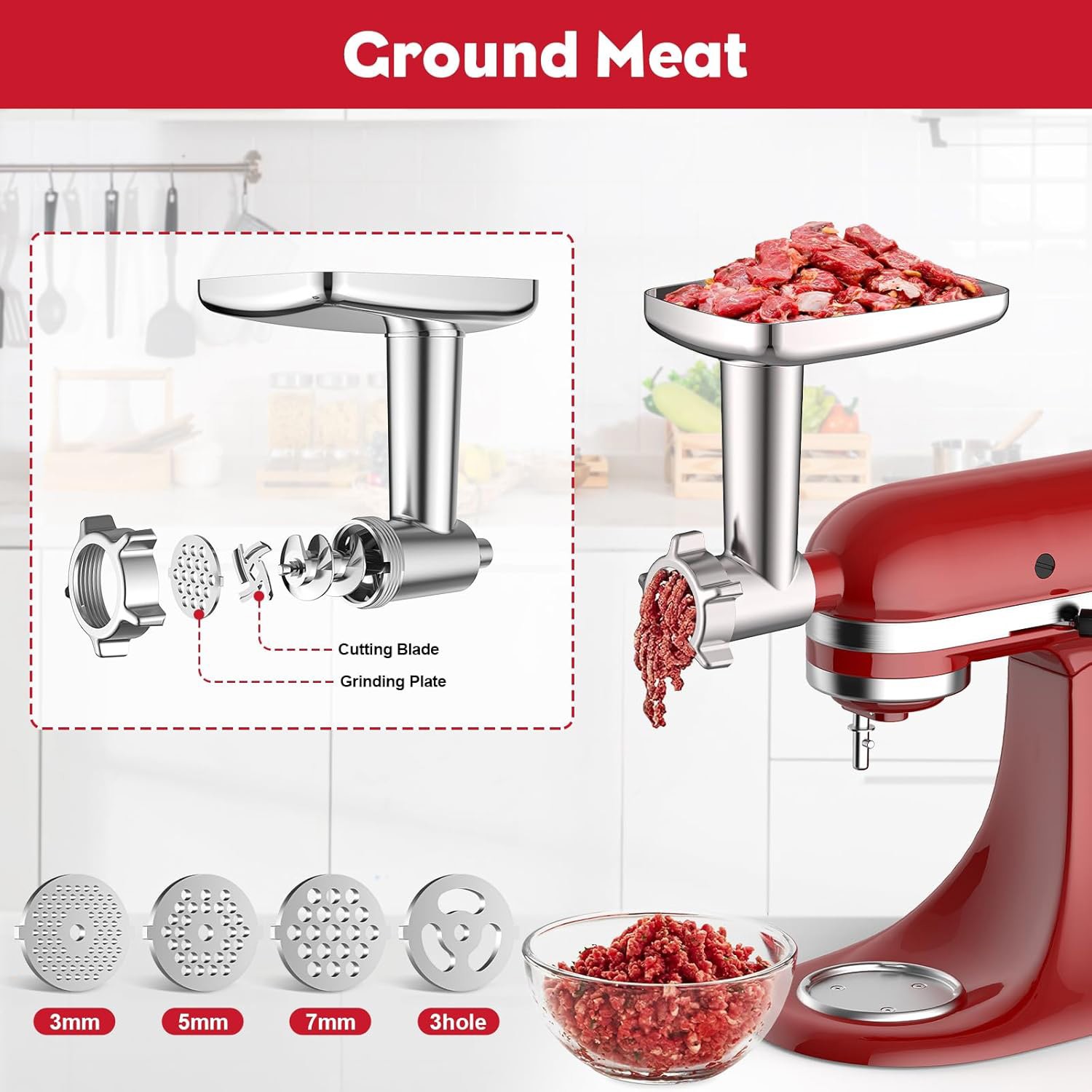 Meat Grinder Attachment for KitchenAid Stand Mixer Food Grinder for Kitchen Aid
