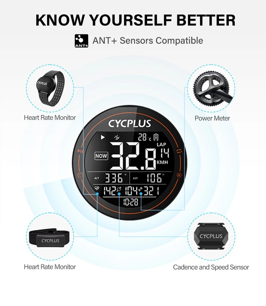 Wireless GPS Bicycle Computer ANT+ Bluetooth Cycling Bike Waterproof Speed Meter
