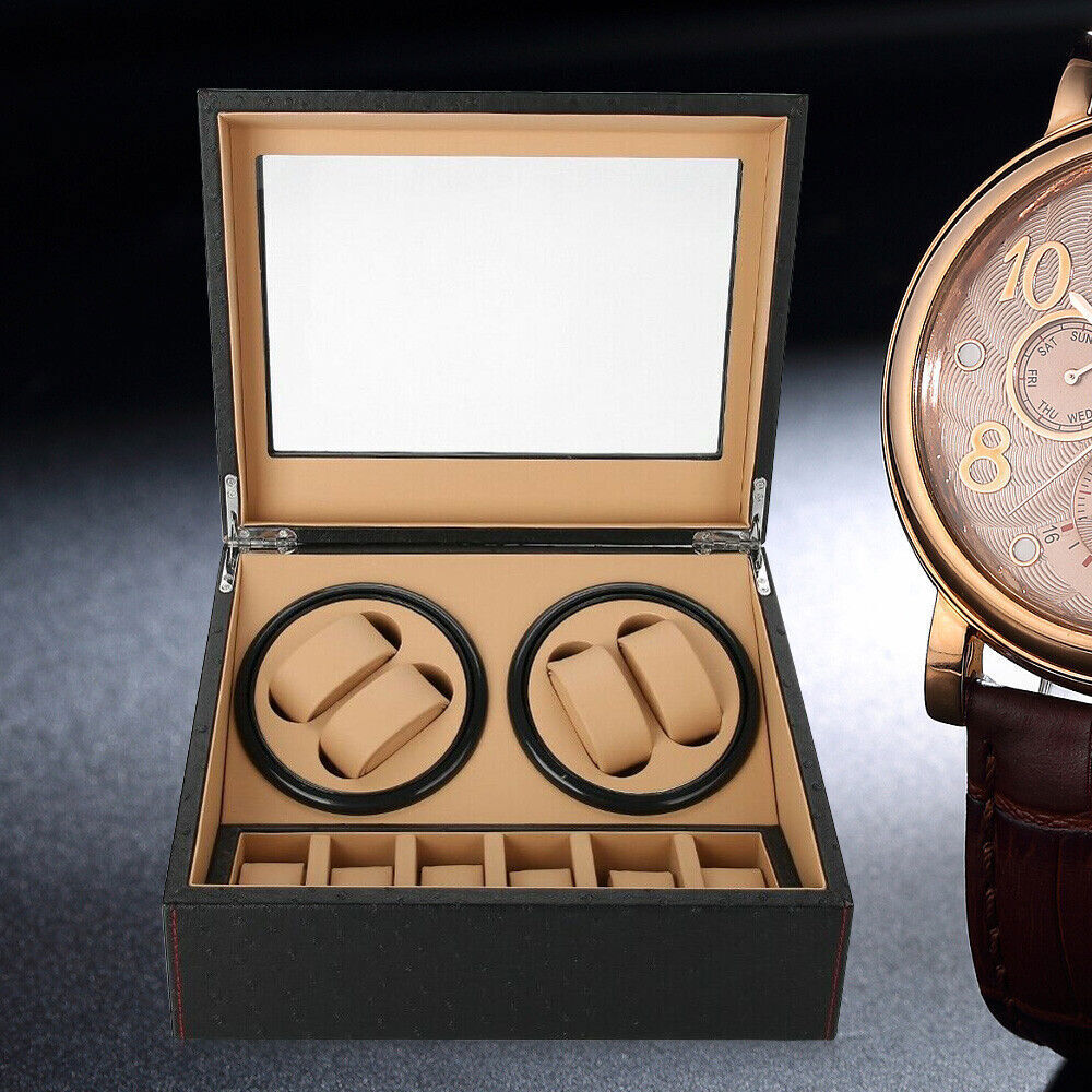 Automatic Watch Winder 4+6 Watch Display Box Quiet Motor Luxury Storage Case HOT