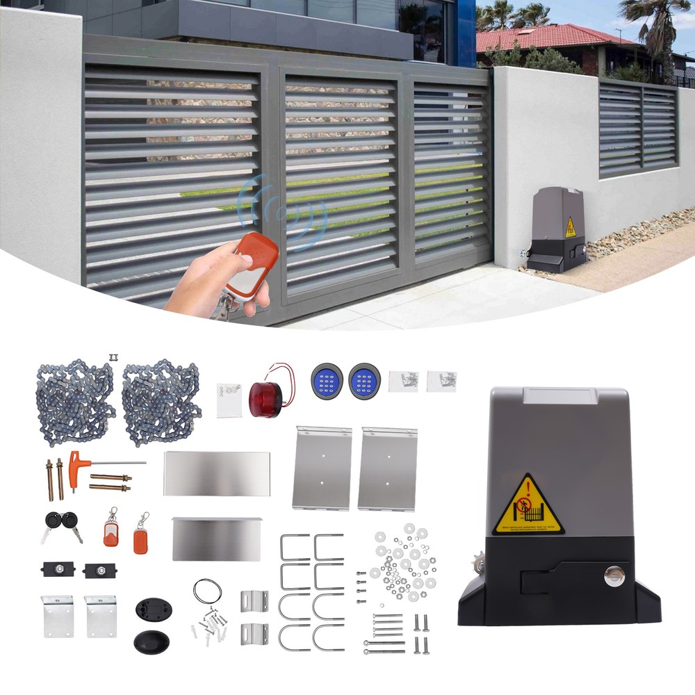 Automatic Sliding Gate Opener Door Operator 2500lbs w/Remote Alarm Photo Sensor