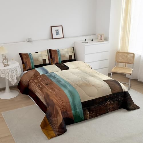 Vintage Abstract Circle Comforter Set Messy Rust Comforter for Full Multi 22