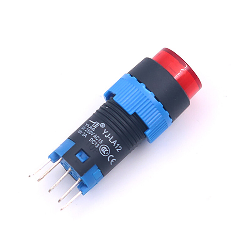 Latching/Momentary Round Push Button Switch 12mm 1 NO 1 NC LED Illuminated LA12