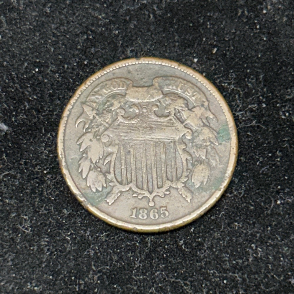 1865 Fancy 5 Copper Two Cent Piece 2C