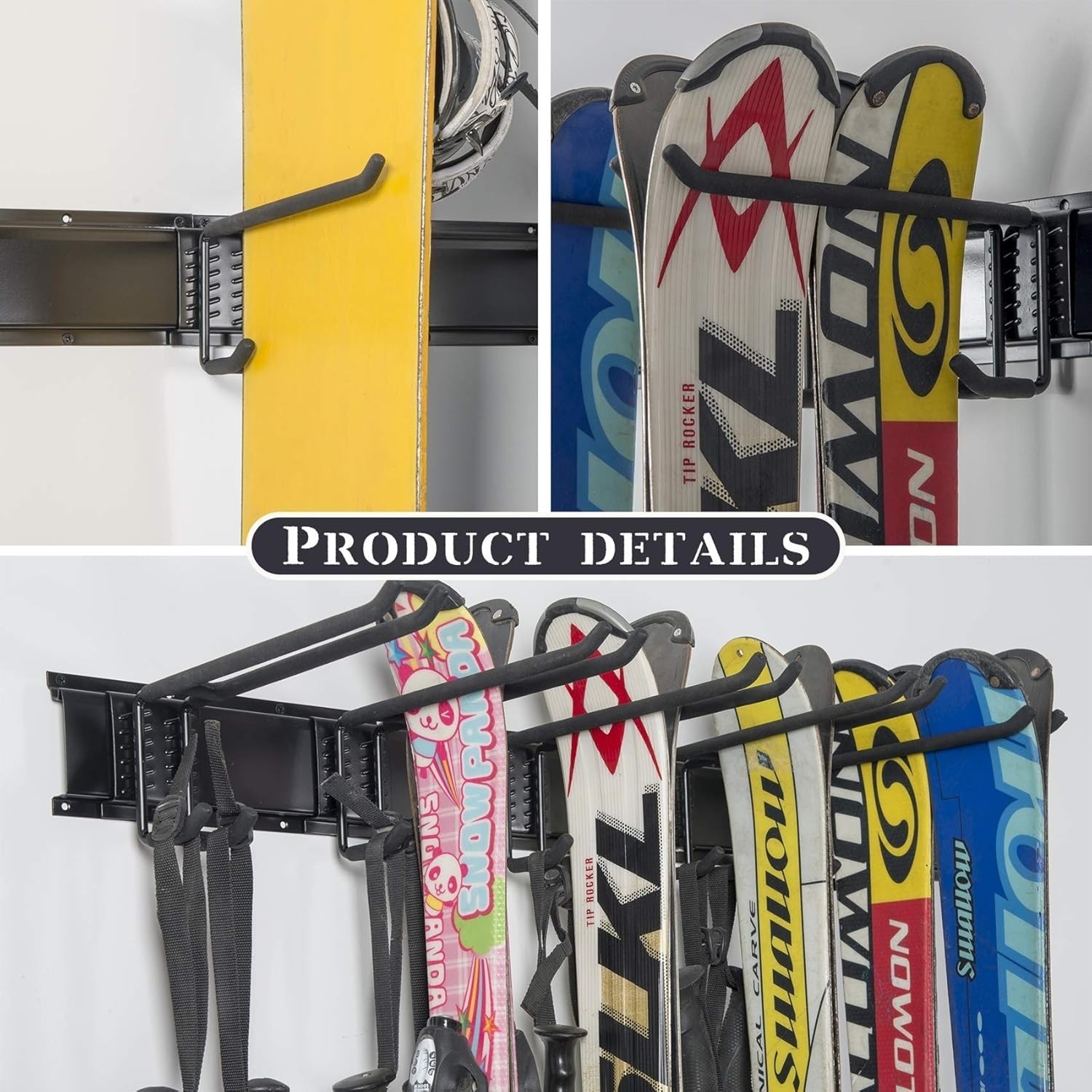 Garage Storage Organization System Ski Wall Rack Up to 10 Pairs Holds Up to 300