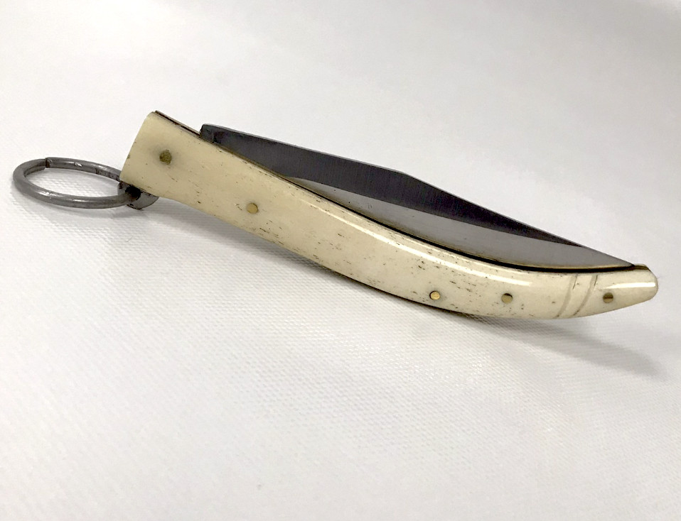 Bone Handle Folding Pen Knife with Ring