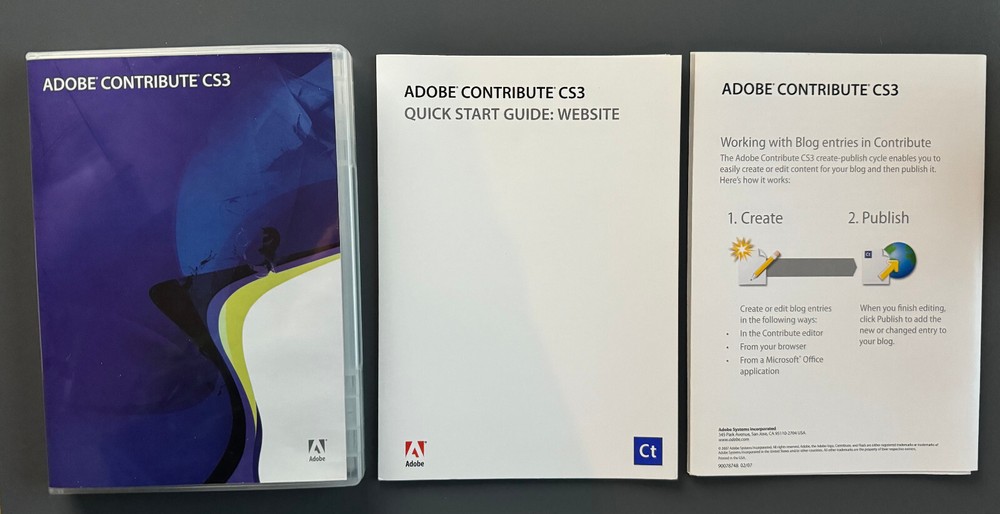 Adobe Contribute CS3 Web Publishing DVD for MacOS 10.4.8 Tiger