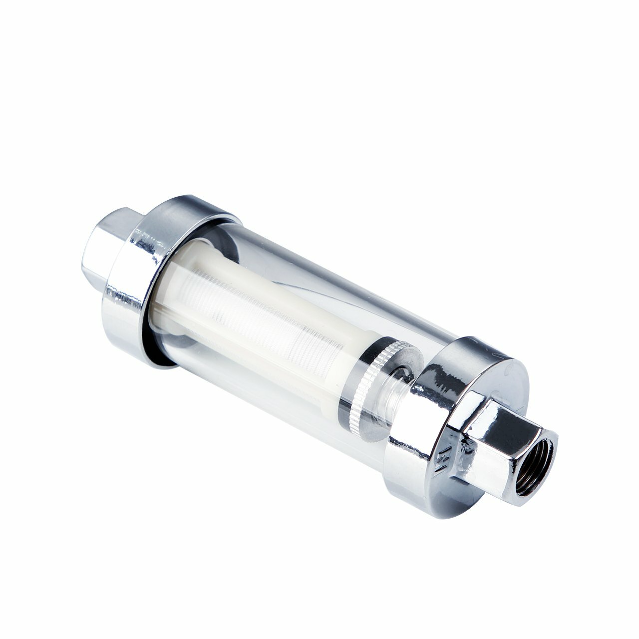 2Pcs Universal 1/4" 5/16" 3/8" Chrome Glass Reusable Washable Inline Fuel Filter