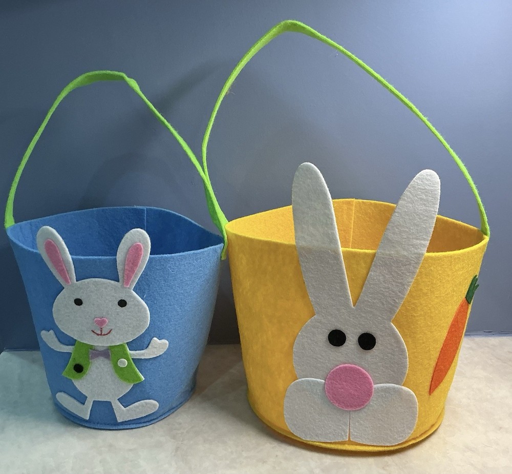Felt Toddler Easter Baskets (2) - Soft Fabric, Bunny Rabbits, Cute