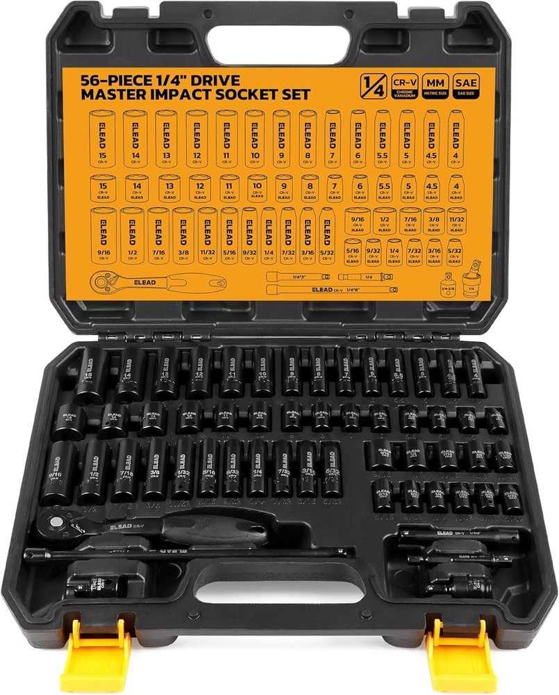 3/8'' Drive Impact Socket Set 50-Piece Shallow & Deep Socket Set Metric