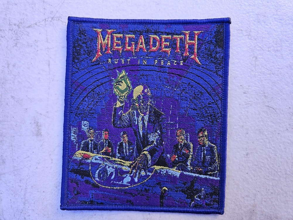 MEGADETH, RUST IN PEACE, SEW ON BLUE BORDER WOVEN PATCH