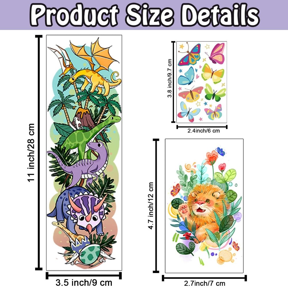 Leesgel 66 Sheets Full & Half Arm Temporary Tattoos Mixed size, Kids A