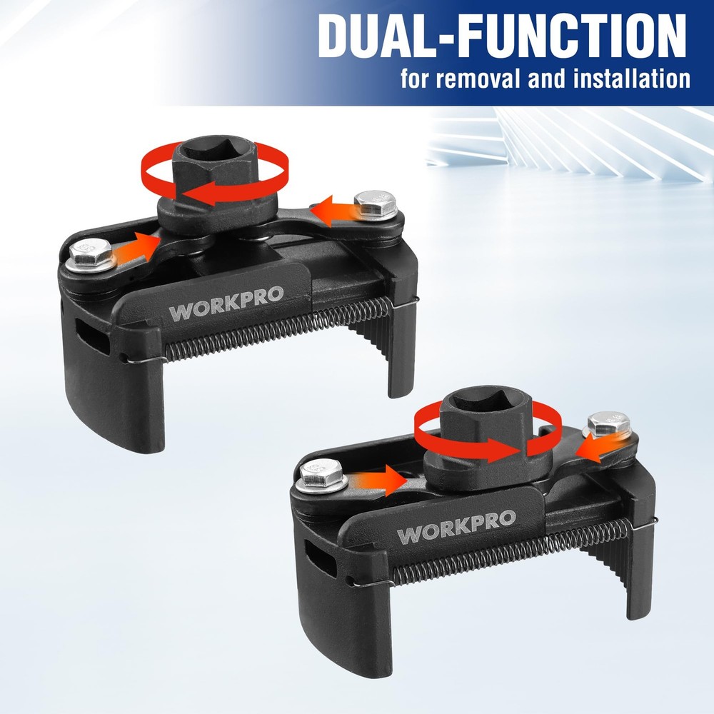 WORKPRO Universal Oil Filter Wrench Adjustable with Auto-Clamp Spring, Black