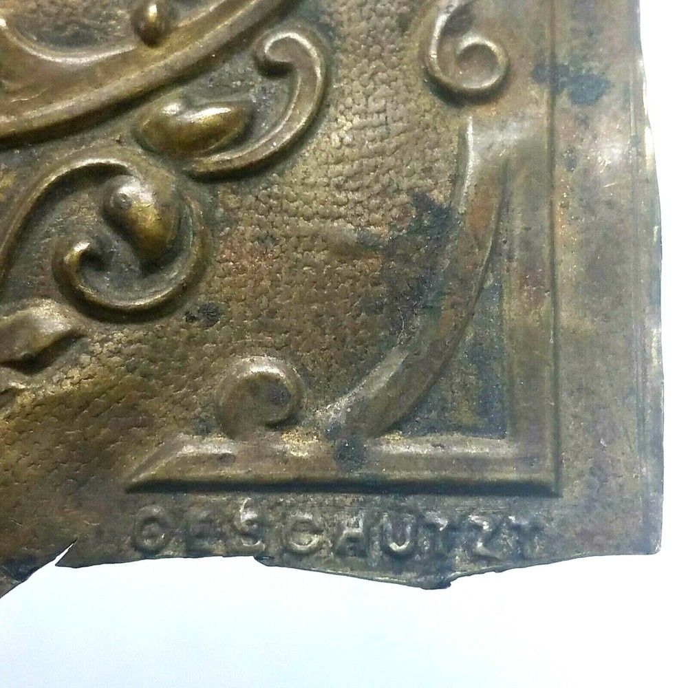 Antique Gesetzlich Geschutzt Signed Brass Switch Plate