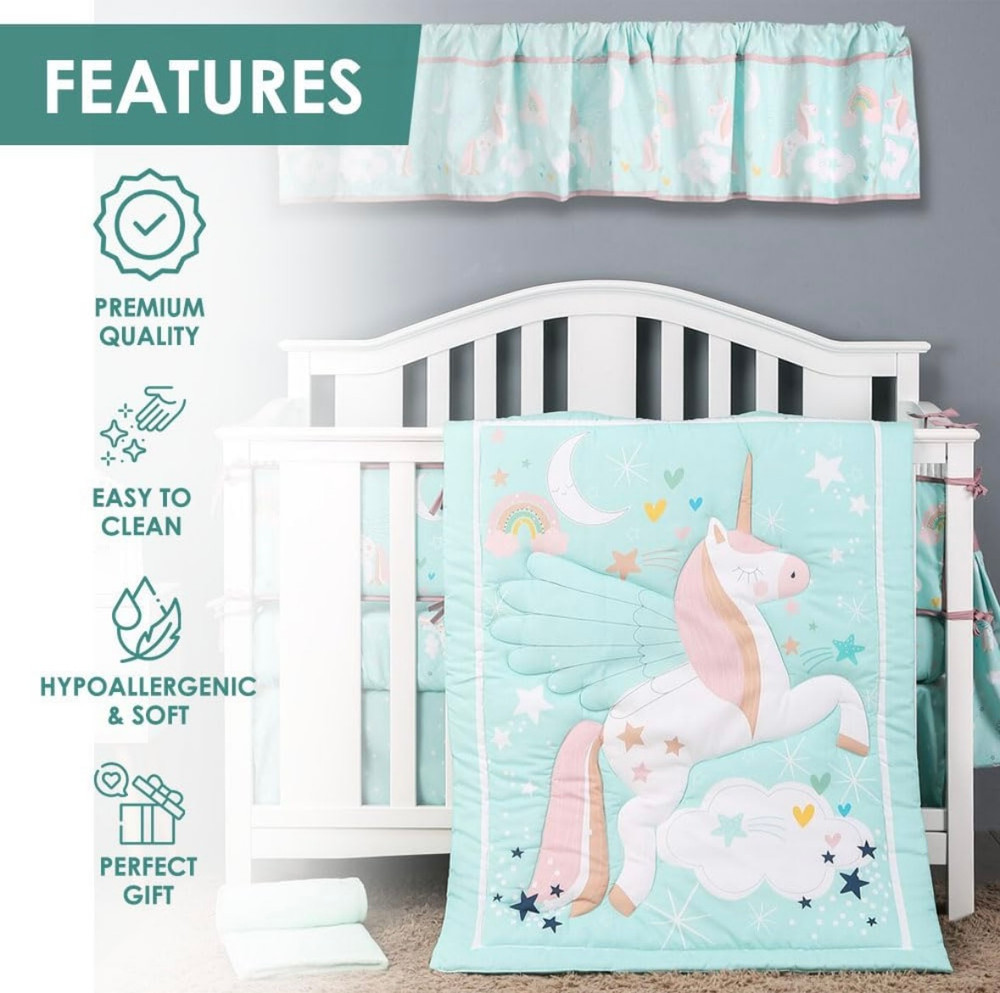 Unicorn Crib/Toddler Bed Set