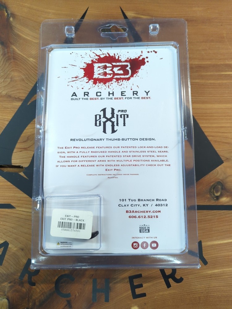 B3 Archery EXIT PRO THUMB Trigger Release - Black *FREE SHIPPING*