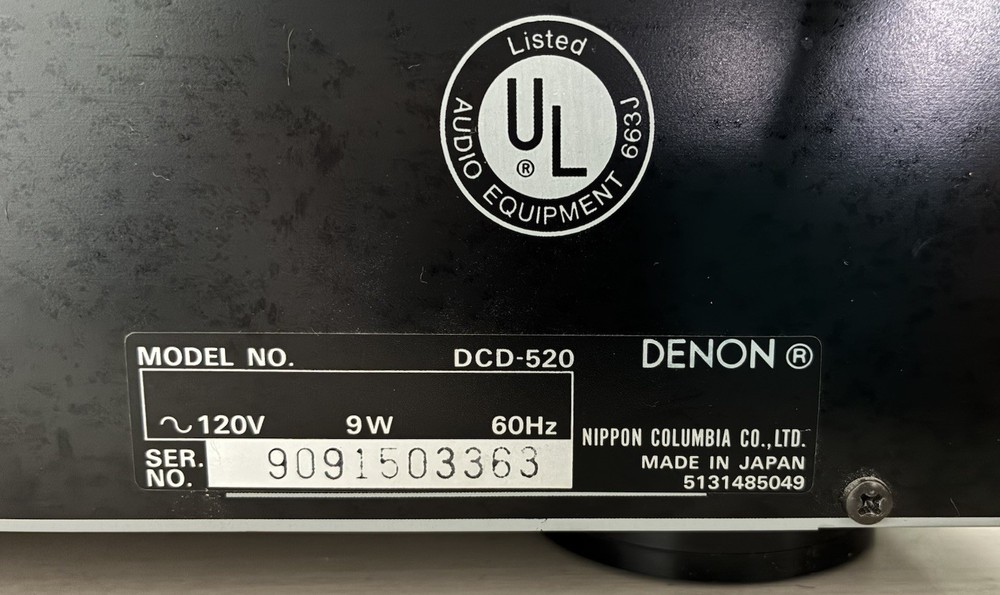Denon DCD-520 PCM CD Player Digital Audio Untested Powers On No Remote