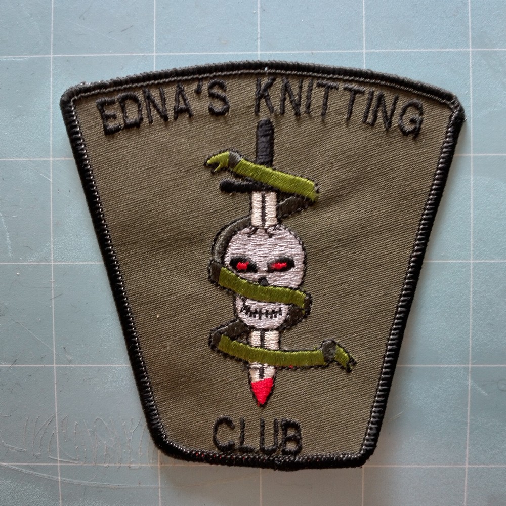 Edna's Knitting Club Patch size 4x4