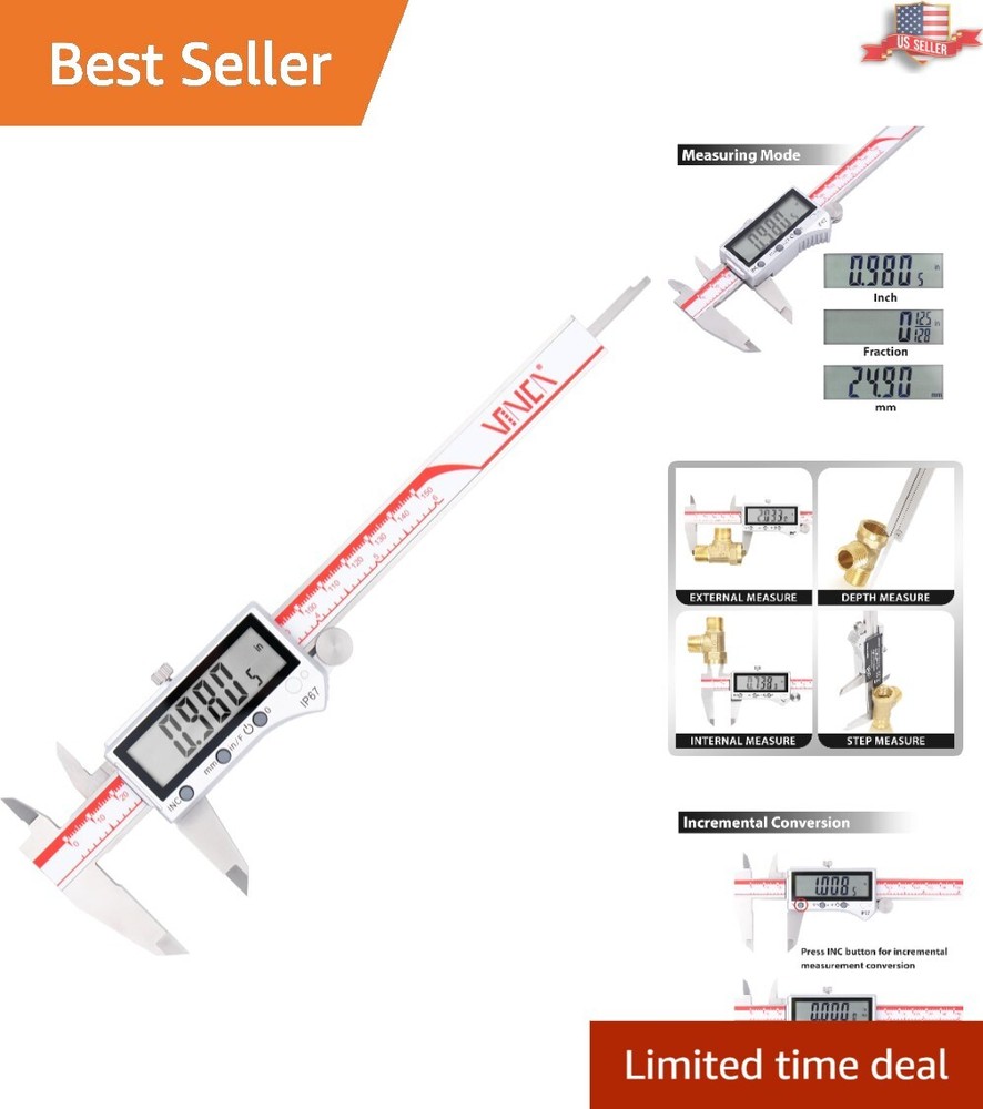 Professional Grade Digital Caliper 0-6 Inch - Incremental Mode & LCD Screen