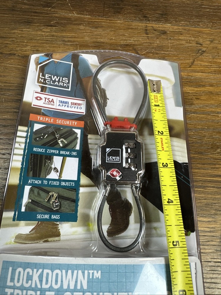 Lewis N. Clark Triple Security Lock - Resettable Combination Lock, Black, TSA80