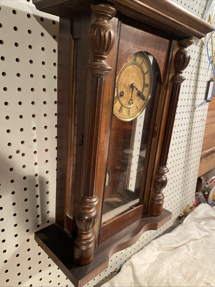 Antique Junghans German Large Solid Wood Wall Clock